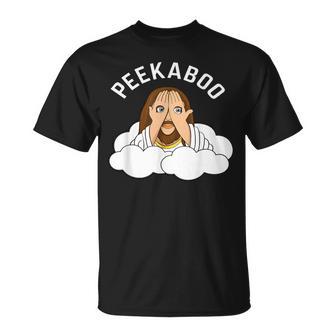 Peekaboo Jesus Christian Humor Women T-Shirt - Monsterry