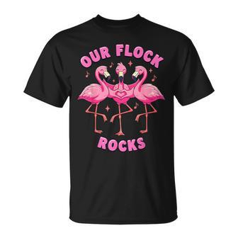 Pink Flamingo Family Matching Our Flock Rocks Group T-Shirt - Monsterry