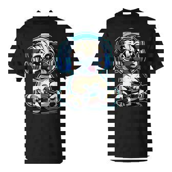 Pug Gamer Dog Gaming Pug Pugs Video Game Small Black T-Shirt - Thegiftio