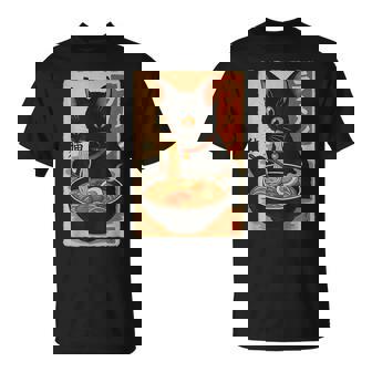 Ramen Cat Japanese Vintage Kawaii Cat Anime T-Shirt - Monsterry