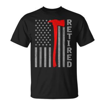 Retired Firefighter Usa Flag Fireman Retirement Outfit T-Shirt | Mazezy