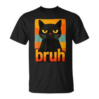 Retro Bruh Black Cat Meme Graphic For Boys Girls T-Shirt - Thegiftio UK