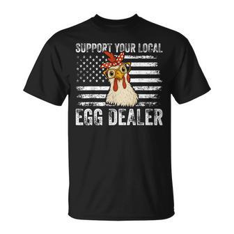 Retro Chicken Farmer Support Your Local Egg Dealer T-Shirt - Thegiftio