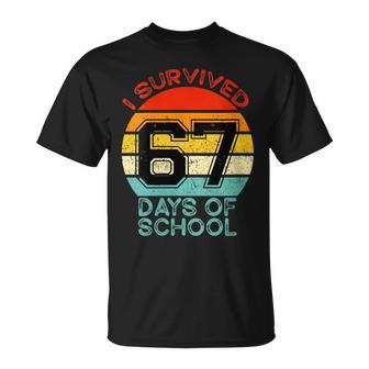 Retro I Survived 67 Days Of School Teachers Students T-Shirt - Thegiftio UK