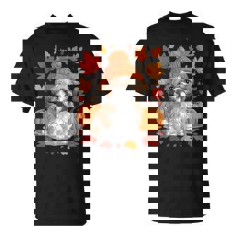 Shih Tzu Fall Scarf Autumn Leaves Dog Lovers T-Shirt | Seseable CA