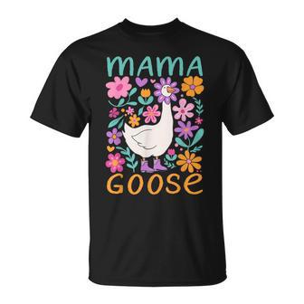 Silly Goose Mom Mommy Floral Mama Goose T-Shirt | Mazezy
