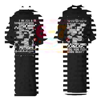 Six Seven 6 7 Meme Teacher Reading 6-7 Teache T-Shirt - Seseable