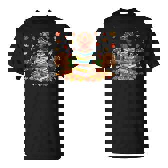 Turkey Reading Book Fall Thanksgiving Teacher Student T-Shirt - Thegiftio