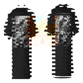 Turkey Selfie With T-Rex Dinosaur Thanksgiving Fall T-Shirt - Monsterry