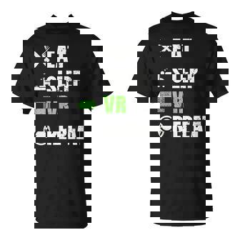 Vr Gamer Virtual Reality Gaming Eat Sleep Vr Repeat T-Shirt - Monsterry