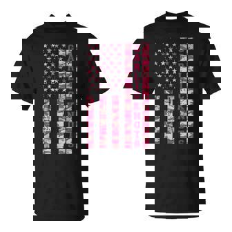 Garlic Knots Italian Bread Delicious Pink Camo USA Flag T-Shirt | Mazezy