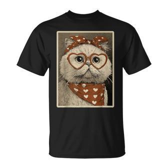 Gato Persa Con Corazones Gafasanalentín Gatito Coqueta Camiseta unisex - Regaloses