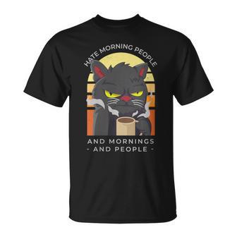 Gatos Y Café Cuello Camiseta unisex - Regaloses