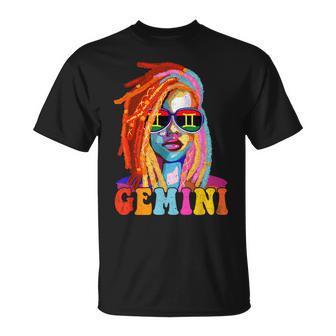 Gemini Queen African American Loc'd Zodiac Sign T-Shirt - Thegiftio UK