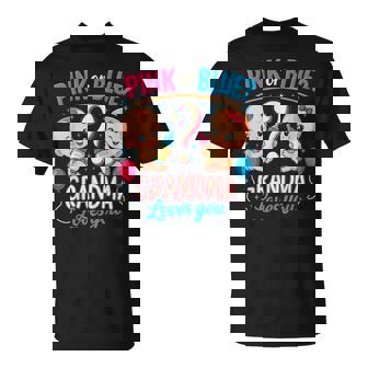 Gender Reveal Grandma Pink Or Blue Grandma Loves You T-Shirt - Seseable