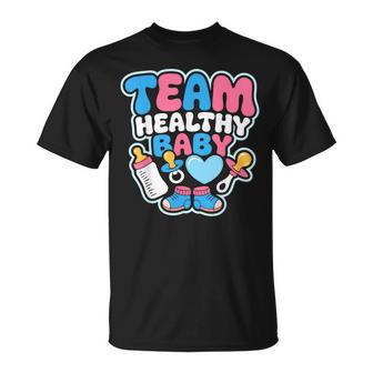 Gender Reveal Party Team Healthy Baby Announcement T-Shirt - Monsterry