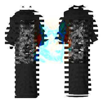 German Shepherd Dog Head Pop Art Portrait Tank Top T-Shirt | Mazezy