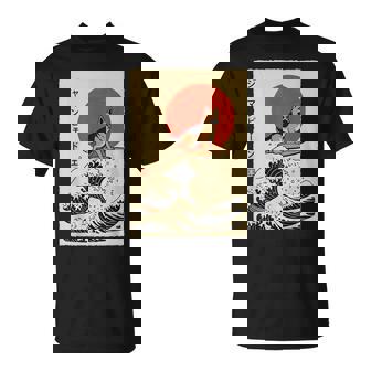 German Shepherd Surfing Japanese Great Wave Kawaii T-Shirt | Mazezy