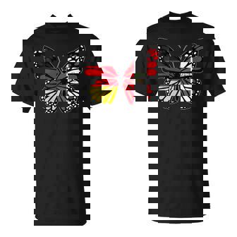 Germany And Peru Mix Butterfly Half German Peruvian Roots T-Shirt | Mazezy