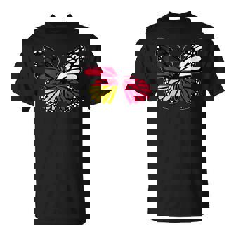 Germany And Poland Mix Butterfly Half German Polish Roots T-Shirt | Mazezy