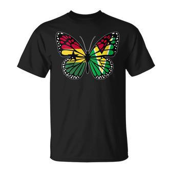 Ghana And Guyana Mix Butterfly Half Ghanaian Guyanese Roots T-Shirt | Mazezy