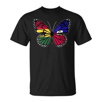 Ghana And Haiti Mix Butterfly Half Ghanaian Haitian Roots T-Shirt | Mazezy
