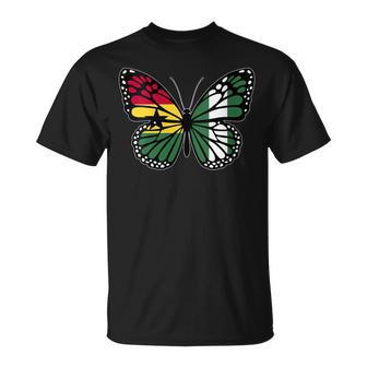 Ghana And Nigeria Mix Butterfly Half Ghanaian Nigerian Roots T-Shirt | Mazezy