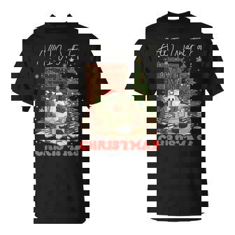 Ghost Cat Reading Books Chrsitmas All I Want For Xmas Boo T-Shirt | Mazezy