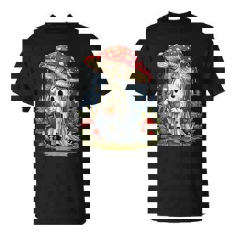 Ghost Reading Book Halloween Mushroom Spooky Cottagecore T-Shirt | Seseable CA