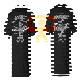GingerShred Christmas Gingerbread Man Gym Bodybuilding T-Shirt | Mazezy