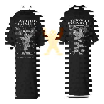 Gingershred Gingerbread Man Weightlifting Bodybuilding T-Shirt | Mazezy