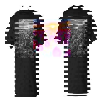 Globe Amaranth Flower Field Beautiful Sunset Graphic Tank Top T-Shirt | Mazezy