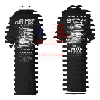 God Bless America 250 Years 1776-2026 Christian Cross Flag T-Shirt - Thegiftio