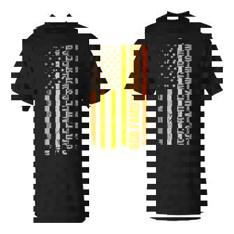 God Family Snowshoeing US American Flag Father's Day Dad T-Shirt | Mazezy