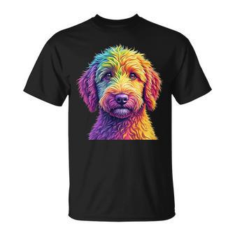Golden Doodle Dog Colorful Goldendoodle Face Dog Lover Men T-Shirt - Monsterry