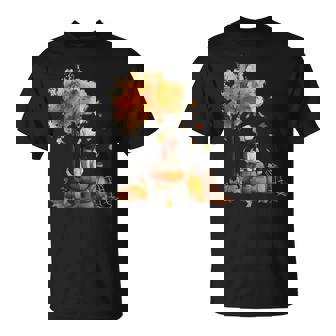 Golden Retrievers Hello Autumn Leaf Fall For Dog Lover T-Shirt - Monsterry