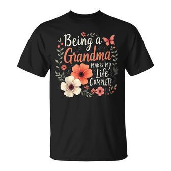 Being A Grandma Makes My Life Complete Floral Butterfly T-Shirt - Monsterry
