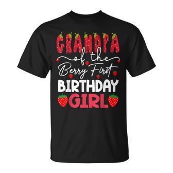 Grandpa Of The Berry First Birthday Girl Strawberry T-Shirt - Thegiftio UK