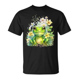 Grenouille Jolie Grenouille Avec Des Fleurs Grenouille T-Shirt - Cadeauxyz