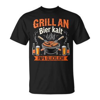 Grill Bier Papaatertag Familie Papa Grillen Für Männer T-Shirt - Seseable