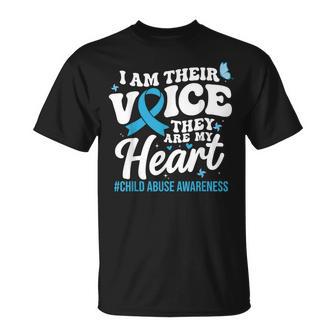 Groovy I'm Their Voice Support Child Abuse Awareness Blue T-Shirt - Monsterry