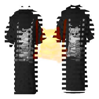 Grumpy Cartoon Cat Swing Playground T-Shirt | Mazezy