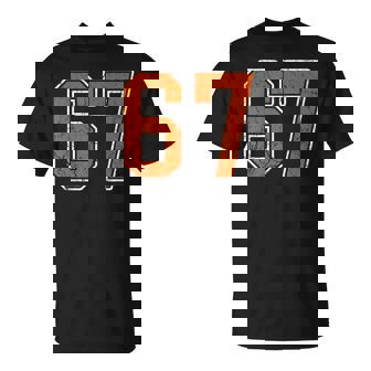 Grunge Burnt Orange And 67 Sports Jersey Number 67 T-Shirt | Mazezy