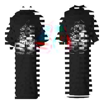 Guantes De Boxeo De Estilointage Con Banderas De Estados Unidos Y México Camiseta unisex - Regaloses