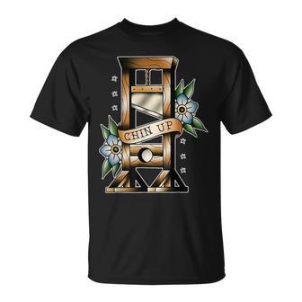 Guillotine Traditional Tattoo Flash Chin Up Medieval T-Shirt - Thegiftio