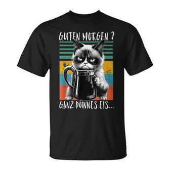 Guten Morgen Ganz Dünnes EisPruch Katze Kaffee T-Shirt - Seseable