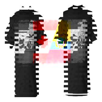 Half Canada Ecuador Flag Canadian Ecuadorian Pride Roots T-Shirt | Mazezy