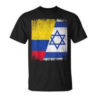 Half Colombia Israel Flag Colombian Israelis Pride Roots T-Shirt | Mazezy