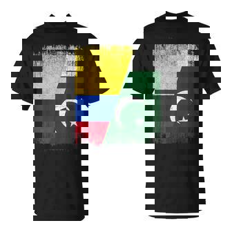 Half Colombia Pakistan Flag Colombian Pakistani Pride Roots T-Shirt | Mazezy