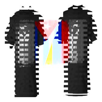 Half Cuba Armenia Flag Cuban Armenian Pride Roots T-Shirt | Mazezy